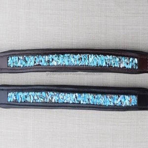 Correa de cuero genuino para cejas de caballo, cuero genuino en forma recta plana, completamente cosido con cristal de diseño hotfix - Product Image 2