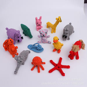 Jouets pour chiens en corde de coton écologiques, jouets à mâcher et à tirer en forme d'animaux tressés pour chiens de petite à moyenne taille, jouets interactifs durables pour animaux de compagnie - Product Image 2