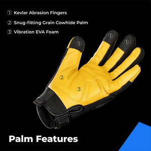 Guantes de Mecánico de Cuero de Vaca de Alta Resistencia, Protección Contra Impactos y Vibraciones, Ajuste Cómodo y Duradero - Guantes de Seguridad - Product Image 3