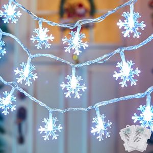 Confezione da 2 Luci Natalizie a LED a Forma di Fiocco di Neve, 26 Piedi, 50 LED, a Batteria, 8 Modalità di Illuminazione, Impermeabili e Infrangibili - Product Image 1