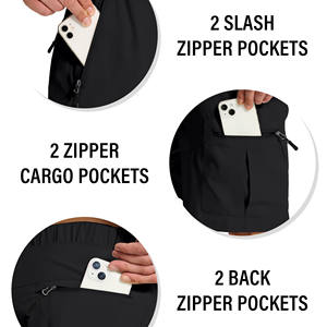 Pantalones cortos de senderismo hechos a medida para hombre, de alta calidad, corte relajado, pantalones cortos para correr con múltiples bolsillos, cintura elástica, pantalones cortos de senderismo para hombre - Product Image 3