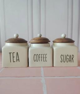 Pot de rangement élégant pour thé avec couvercle en bois, scellé pour la fraîcheur, organisateur décoratif pour comptoir, idéal pour garde-manger, design durable - Product Image 1