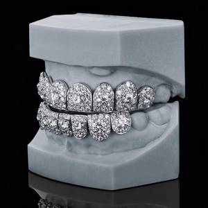 Grillz en argent sterling 925 avec diamants Moissanite, style Hip Hop personnalisé, bijoux dentaires de luxe, pour homme et femme, idéal pour les soirées et la mode. - Product Image 2