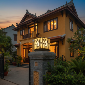 Lámpara LED de 1 año de garantía, de acero/inoxidable, 3500K (blanco cálido), para columna de entrada, de Vietnam CM Decor, AC 220V (± 10%), 300 lm, para exterior/pared/villa/jardín - Product Image 3