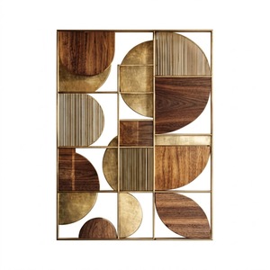 Art mural en métal abstrait de style américain, design géométrique fait à la main, forme irrégulière, panneau décoratif pour la décoration intérieure - Product Image 4