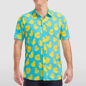 เสื้อฮาวายชายหาดฤดูร้อน ระบายอากาศได้ดี ผลิตจากโพลีเอสเตอร์ 95% สแปนเด็กซ์ 5% ลายพิมพ์ลำลอง แขนสั้น ปักโลโก้ได้ตามต้องการ ติดกระดุม เสื้อฮาวายชาย - Product Image 3