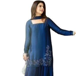 งานปักลายหินและมอติติติแบบพิเศษสำหรับงานปักลายด้วยผ้าปากีสถาน salwar kameez แบบผสมผสานผ้าเช่นผ้าไหมบริสุทธิ์ - Product Image 1