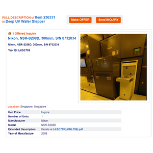 Escáner Nikon NSR-S208D - Equipo y Piezas de Semiconductores de Confianza con Legado Global en el Mercado - Product Image 2