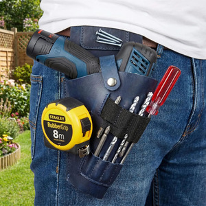 Étui de transport en cuir pleine fleur pour outils de perçage, support durable pour perceuse électrique, pochette de travail pour électricien et charpentier à prix raisonnable - Product Image 1