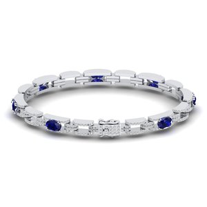 REYES Última Colección para Mujer, Pulseras de Tenis de Oro 14K 18K 22K con Moissanita, Joyería Artesanal con Gema de Zafiro Azul de 5.2ct - Product Image 3