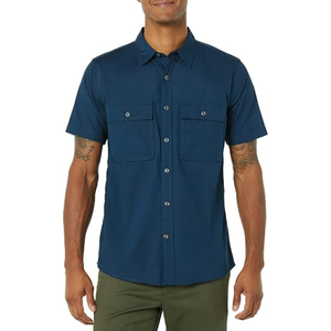 Camisa utilitaria de manga corta con corte estándar para hombre, camisa de trabajo con dos bolsillos y botones para uso casual, al aire libre, de viaje y diario - Product Image 3
