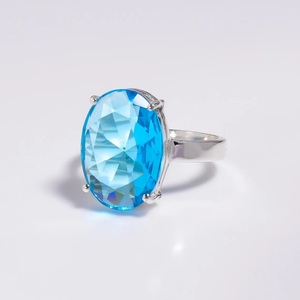Bague en argent sterling 925 avec topaze bleue suisse naturelle, bijoux en pierres précieuses faits à la main, bague élégante, cadeau unique pour elle - Product Image 5