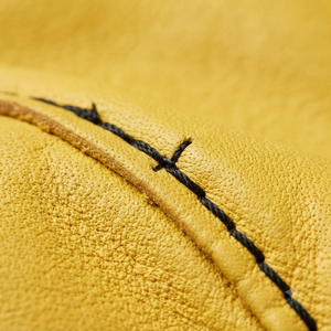 Heavy Duty Driver Style <b>Leather</b> Work Gloves Yellow Goat Grain <b>Leather</b> With Black Safety <b>Cuff</b> For Construction & Industrial Use - Product Image 5
