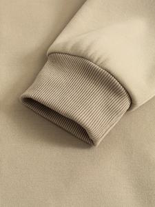 Ensemble de survêtement décontracté deux pièces pour homme, beige crème, avec veste à col zippée intégrale épaisse et pantalon de survêtement large à cordon de serrage - Product Image 3
