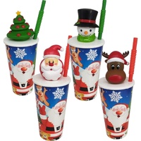 Vaso de Plástico Ecológico de 660 ml, Libre de BPA, con Diseño de Dibujos Animados en 3D, para Lavado a Mano, Regalo para Niños en Fiestas Navideñas de Santa Claus