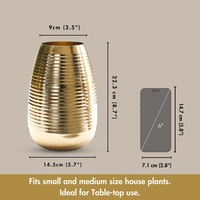 Vase à fleurs de table en aluminium côtelé doré moderne personnalisé, écologique, de haute qualité, fait main, décoration intérieure, mariages