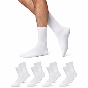 White Crew <b>Socks</b> Polyester/Cotton Breathable Eco-Friendly Quick Dry Solid Color Daily Wear <b>Men's</b> <b>Ankle</b> Length for Casual Use - Product Image 1