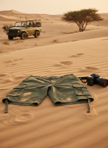 กางเกงขาสั้นคาร์โก้ผู้ชายสำหรับฤดูร้อน กางเกงขาสั้นคาร์โก้ลำลองสไตล์ไฮสตรีทเหนือเข่า ผ้าฝ้าย กางเกงขาสั้นซาฟารีสำหรับผู้ชาย - Product Image 5