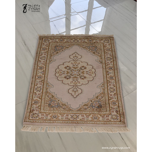 Alfombra Persa Anudada a Mano para Oración, de Lana y Seda, con Medallón Floral, Tapete Islámico para Namaz, de Pelo Corto, Hecho a Mano, para el Hogar o Mezquita - Product Image 2