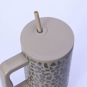 Large-Capacity 40oz Handle Leopard Print Cup 304 Stainless Steel <b>Insulated</b> <b>Mug</b> Portable Straw Car Cup - Product Image 4