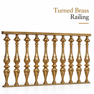 Renaissance Metalwork Brass Railing with Carved Teardrop Balusters for Luxury Hotels Villas <b>Handrail</b> and Balustrade - Product Image 1