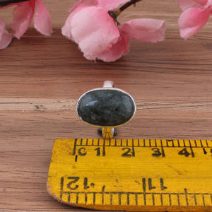 Venta al por Mayor de Joyería Minimalista de Plata de Ley 925 con Engaste de Labradorita Natural Simple, Gema Azul Fuego, para Apilar - Product Image 2