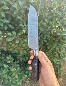 Cuchillo de Chef de Acero de Damasco de 8 Pulgadas con Hoja Recta, Mango de Madera con Incrustaciones de Resina, Grado Industrial, 2 Hojas, para Uso en Cocina - Product Image 3