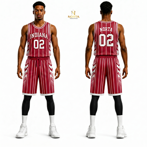 Customized Sublimation Basketball Uniform Set <b>Navy</b> Blue Orange Sublimated Breathable Moisture Wicking Polyester Mesh Plus Size - Product Image 3