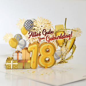 3D Pop-Up Birthday Card With Gold 70 Number <b>Balloons</b> Gifts Champagne Glasses Alles Gute Zum Geburtstag - Product Image 4