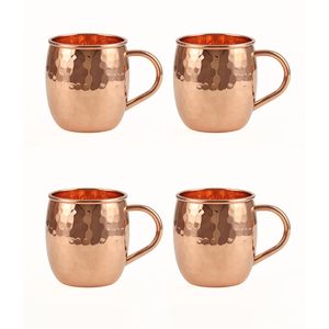 Hammered Copper Mug with Handle Vintage Barrel Style Drinking Cup for Moscow Mule Beer Coffee Home Bar Decor - Product Image 5