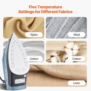 Ferro da Stiro a Vapore in Lega di Alluminio da 1700W con Piastra in PTFE, Spina USA, Funzione Asciutto, Spegnimento Automatico, 4 Impostazioni di Temperatura - Product Image 6