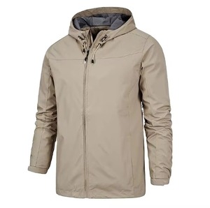 Men Outdoor Jacket Hooded Lightweight Windbreaker Waterproof Windproof Casual Spring <b>Coat</b> Khaki Navy Blue - Product Image 2