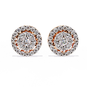 Boucles d'oreilles AJRETAIL avec halo de diamants naturels de 1,51 ct - Or 14 carats, style ethnique, couleur HI, clarté VS-SI, certifiées - Product Image 2