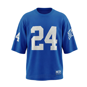 Camiseta de Fútbol Azul de Malla con Número 24, Estampado Sublimado, Cuello Redondo, Manga Corta, Unisex, Ropa Deportiva para Adultos - Product Image 1