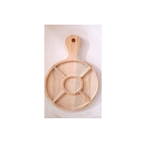 Plateau de service en bois poli fait main, 5 compartiments, base surélevée, écologique, organisateur de snacks et condiments, design moderne - Product Image 2