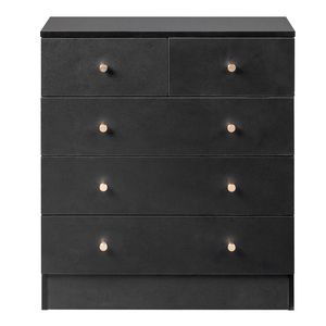 Cassettiera Moderna Semplice a 5 Cassetti, Comò Contemporaneo per Camera da Letto, Sottosuolo, Appartamento in Stile Rustico, Colore Nero con Dettagli - Product Image 5
