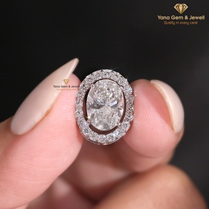 Colgante de Halo con Diamante Ovalado Deslumbrante de 2.00 Quilates, Regalo para Ella, Diamante Cultivado en Laboratorio CVD, Oro Sólido de 14K, Color E, Claridad VVS2, Certificado IGI - Product Image 2