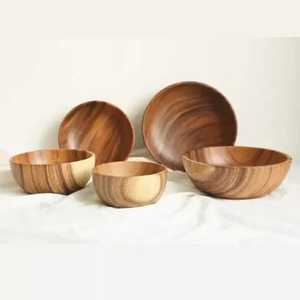 Cuenco de madera artesanal estilo árabe, diseño minimalista, sin recubrimiento, para servir comida, regalo, cuencos de cocina - Product Image 2