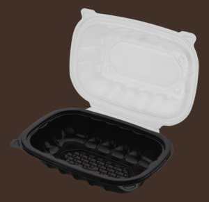 Hinged Duo-Colored PP Hoagie <b>Container</b> 9" x 6", 150pc Four Perforated Ventsear Away Hinged LidsLeak resistantMicrowave safe - Product Image 1