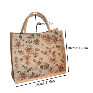 Sac de plage en toile de jute naturelle avec base large pour un rangement maximal et un transport facile et confortable - Product Image 4