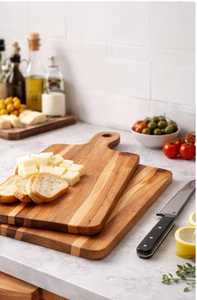 Tabla de cortar y servir de bambú hecha a mano, ecológica, de 1.5 cm de grosor, apta para lavavajillas, con asa para cocina, para platos de queso - Product Image 2