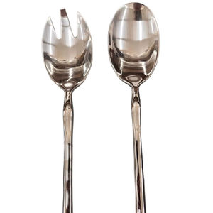 Ensemble de cuillères à salade classiques écologiques en acier inoxydable, design moderne, compatibles lave-vaisselle, pour la maison, les hôtels et les restaurants - Product Image 1