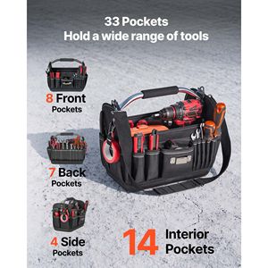 Borsa Portautensili da 13 Pollici con 33 Tasche - Organizer Portatile per Manutenzione Elettrica, Contenitore in Plastica Rigida - Product Image 2