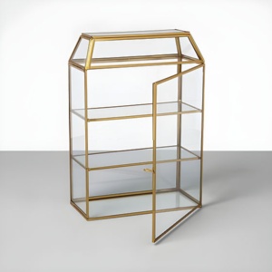 Wholesale Rose Gold Modern Luxury <b>Storage</b> and Organizer Glass <b>Box</b> <b>Mini</b> Cabinet for Jewelry and Cosmetics - Product Image 2