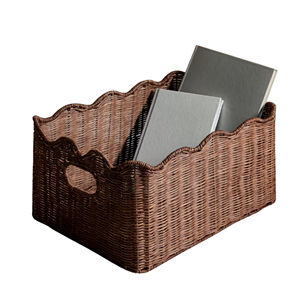 Panier de rangement en rotin festonné, vente en gros directe usine Vietnam, plateau de service écologique pour décoration de table, organisateur en rotin de qualité supérieure - Product Image 1