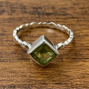 Minimalist <b>Stacking</b> <b>Ring</b> for Women 925 <b>Silver</b> Square Peridot Dainty Jewelry Everyday Wear <b>Ring</b> Bulk Vendor - Product Image 2
