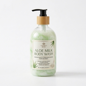Gel Douche Corporel Bio Parfumé au Lait d'Aloe Vera Super Hydratant Antibactérien de Qualité Supérieure, Enrichi en Vitamine E, Moussant et Hydratant en profondeur - Product Image 1