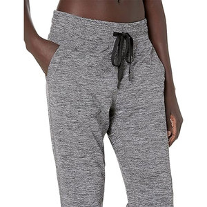 Women's High Waist Drawstring <b>Pants</b> Solid Gray Knitted Loose Fit Ankle-Length Casual Joggers With Pockets - Product Image 2
