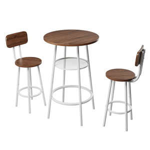 Set Moderno da Bar a 3 Pezzi con 2 Sgabelli con Schienale, Ripiano Portaoggetti, Arredamento Stile Pub - Product Image 4