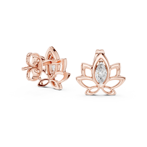 CELESTIAL LOTUS LAB GROWN DIAMOND STUDS SET IN 18KT SOLID WHITE GOLD FOR ENGAGEMENT WEDDING PARTY VALENTINE <b>GIFTING</b> DAILY USE - Product Image 5